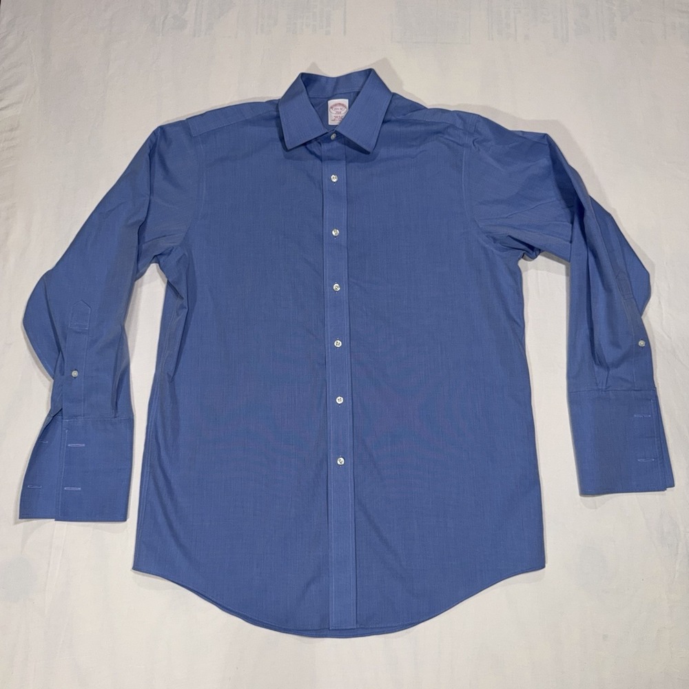 Brooks Brothers Traditional Fit Non-Iron Blue French Cuff Shirt Size 15.5-32